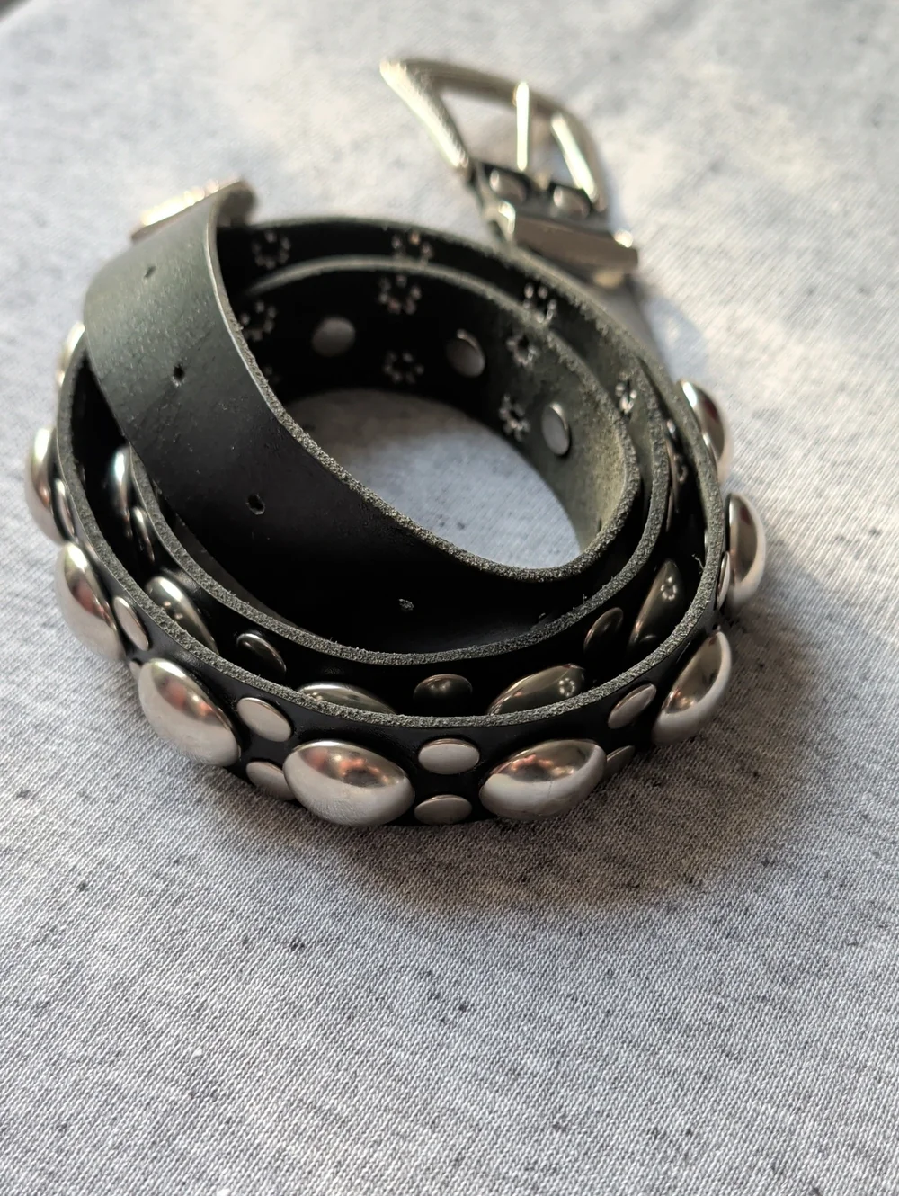 Black Studded Leather Belt 38